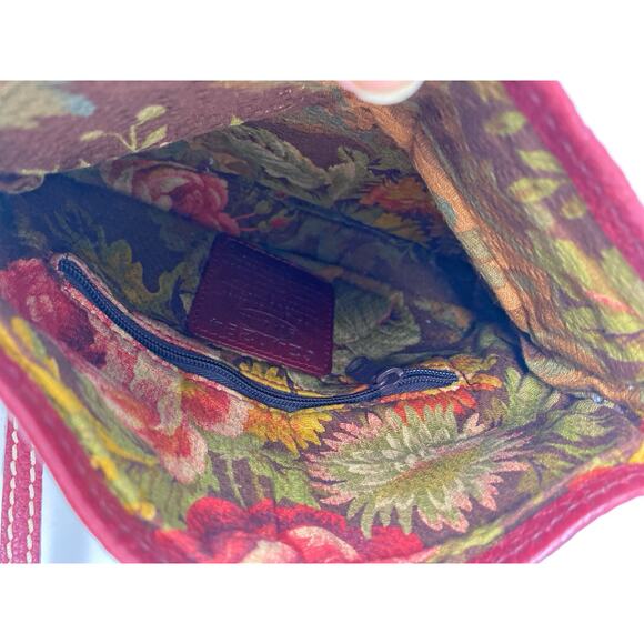 BRIGHTON Fold Over top RED Leather white stitching Clutch Or SHOULDER BAG Purse - Picture 5 of 5